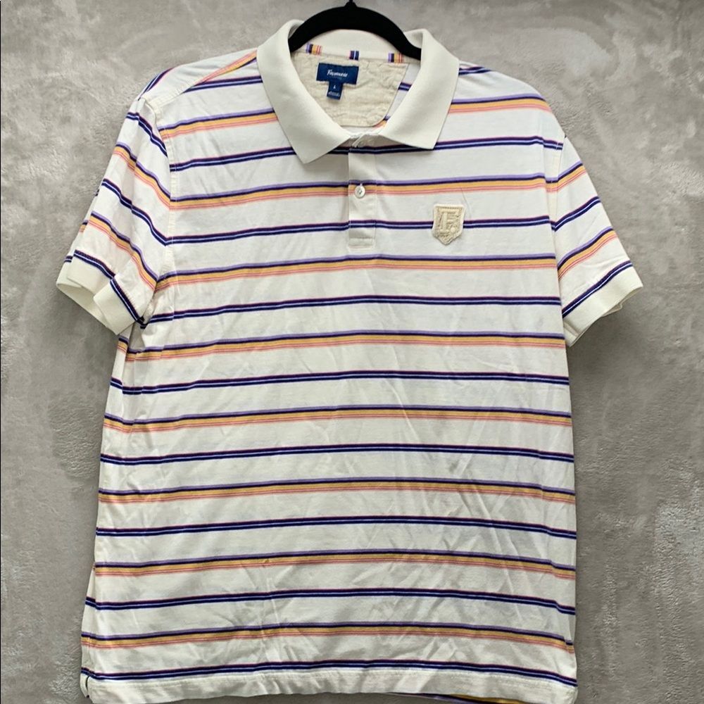 FACONNABLE | LARGE MENS CLASSIC SS SHIRT POLO | BEIGE MULTI 125990